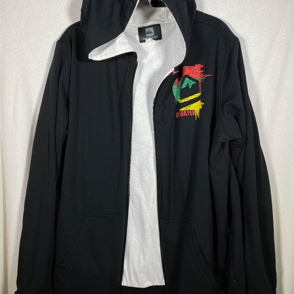 Reversible Quicksilver Hoodie Large - White Christmas theme one side and Blk os - Picture 6 of 6